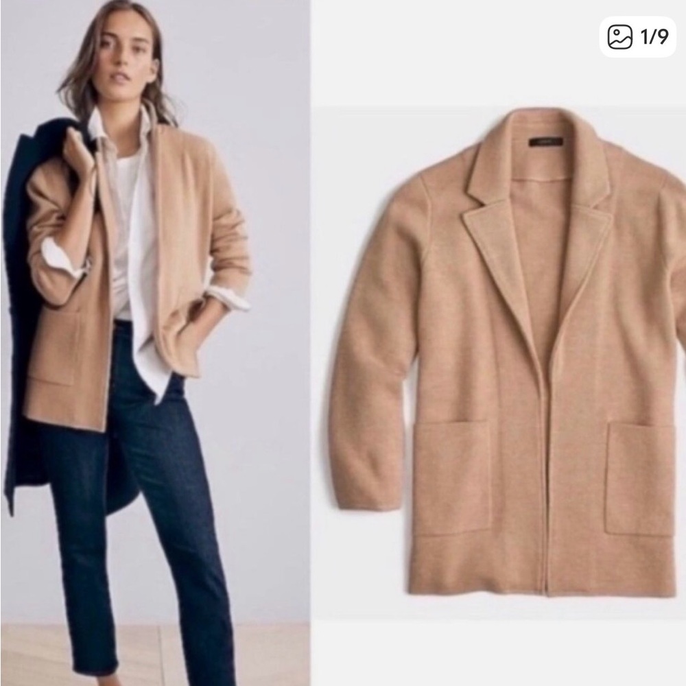 J. Crew Open Front Sophie Sweater Blazer - XS - Camel NWT